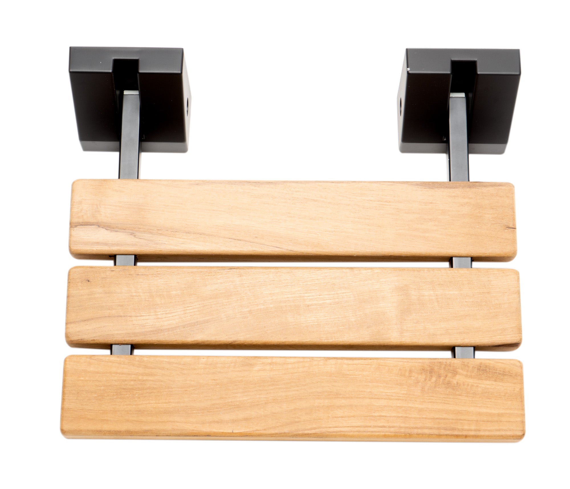 ALFI ABS16S-BM Black Matte 16" Wide Foldable Teak Shower Seat with Square Hardware