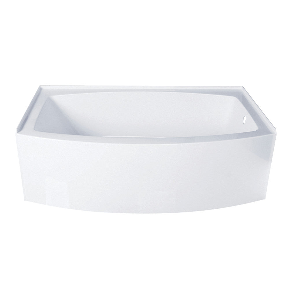 Aqua Eden VTDR663222R 66" Acrylic Curved Rectangular Apron 3-Wall Alcove Tub, Right Hand Drain, Glossy White