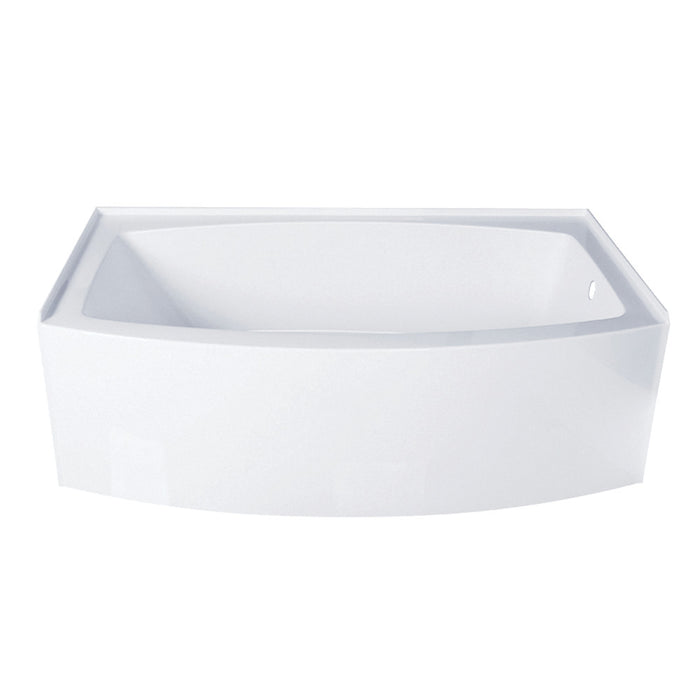 Aqua Eden VTDR663222R 66" Acrylic Curved Rectangular Apron 3-Wall Alcove Tub, Right Hand Drain, Glossy White