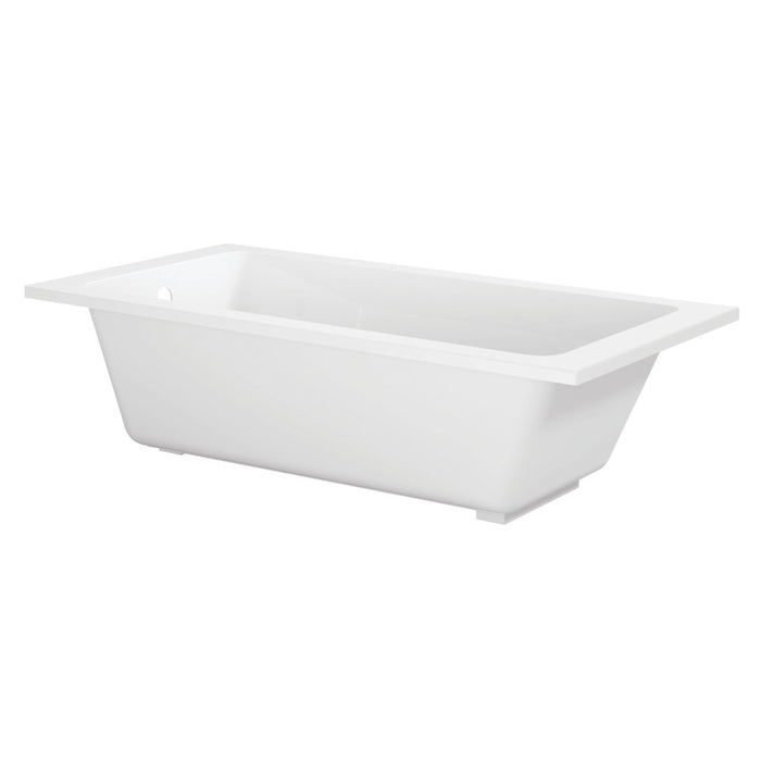 Kingston Brass VTPN673419T 67" Acrylic Rectangular Drop-In Tub with Anti-Skid Surface, Glossy White