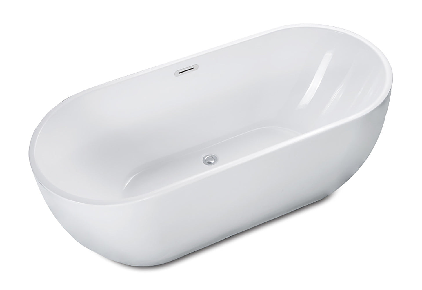 ALFI AB8839 67 inch White Oval Acrylic Free Standing Soaking Bathtub