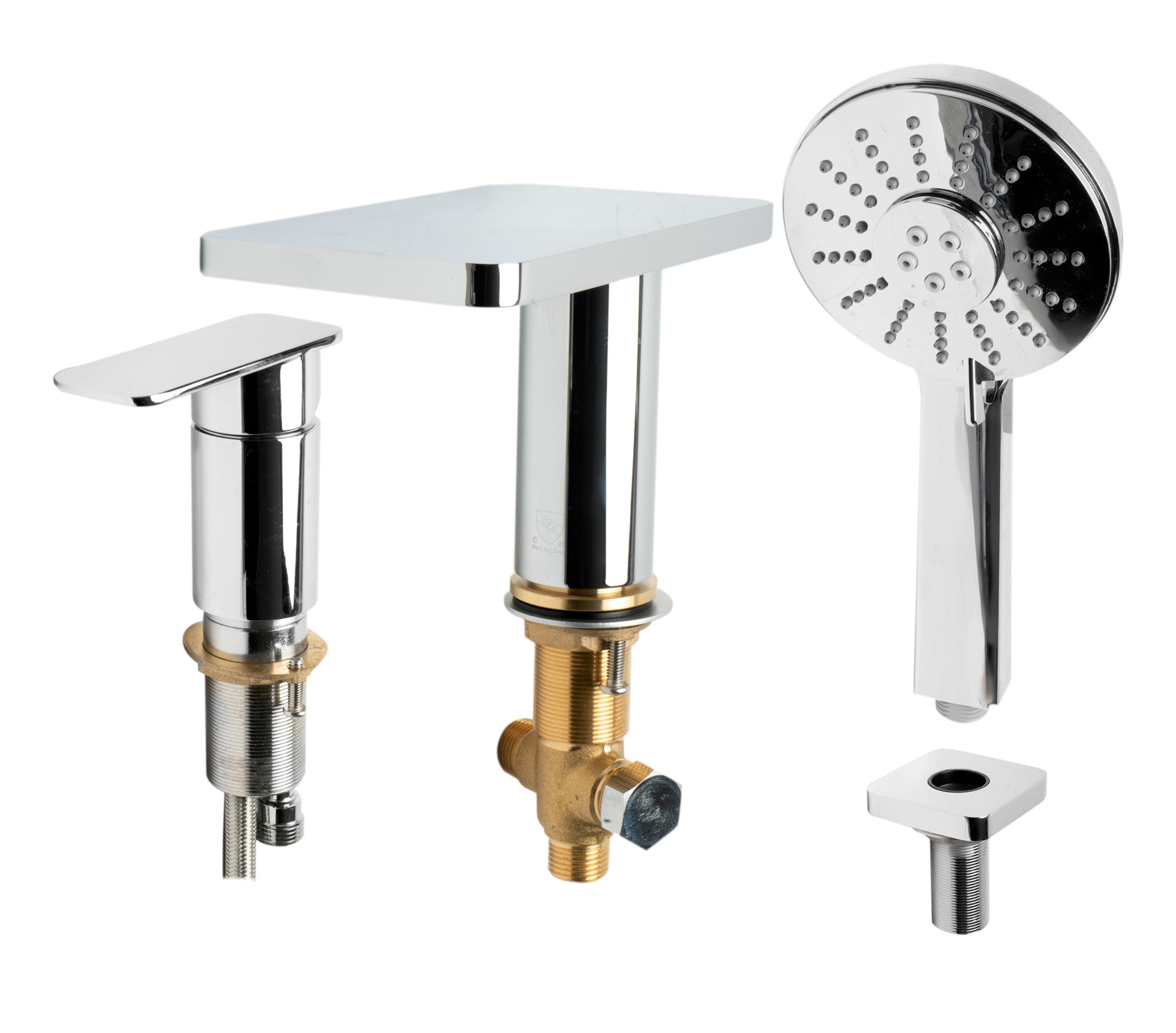 ALFI AB2879-PC Polished Chrome Deck Mounted Tub Filler with Hand Held Showerhead