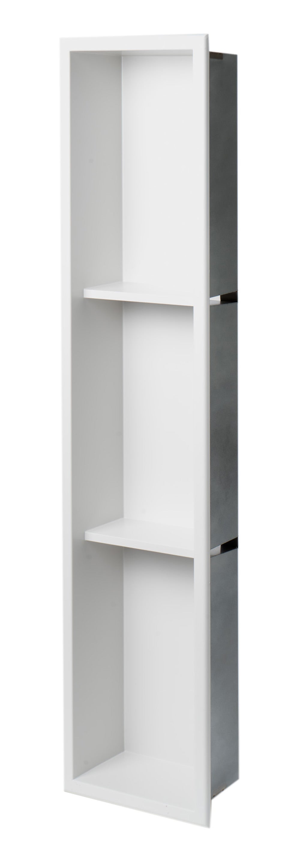 ALFI ABNC0836-W 8" x 36" White Matte Stainless Steel Vertical Triple Shelf Bath Shower Niche