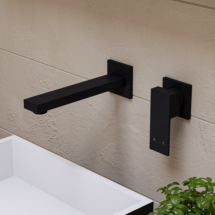 ALFI AB1468-BM Black Matte Single Lever Wallmount Bathroom Faucet