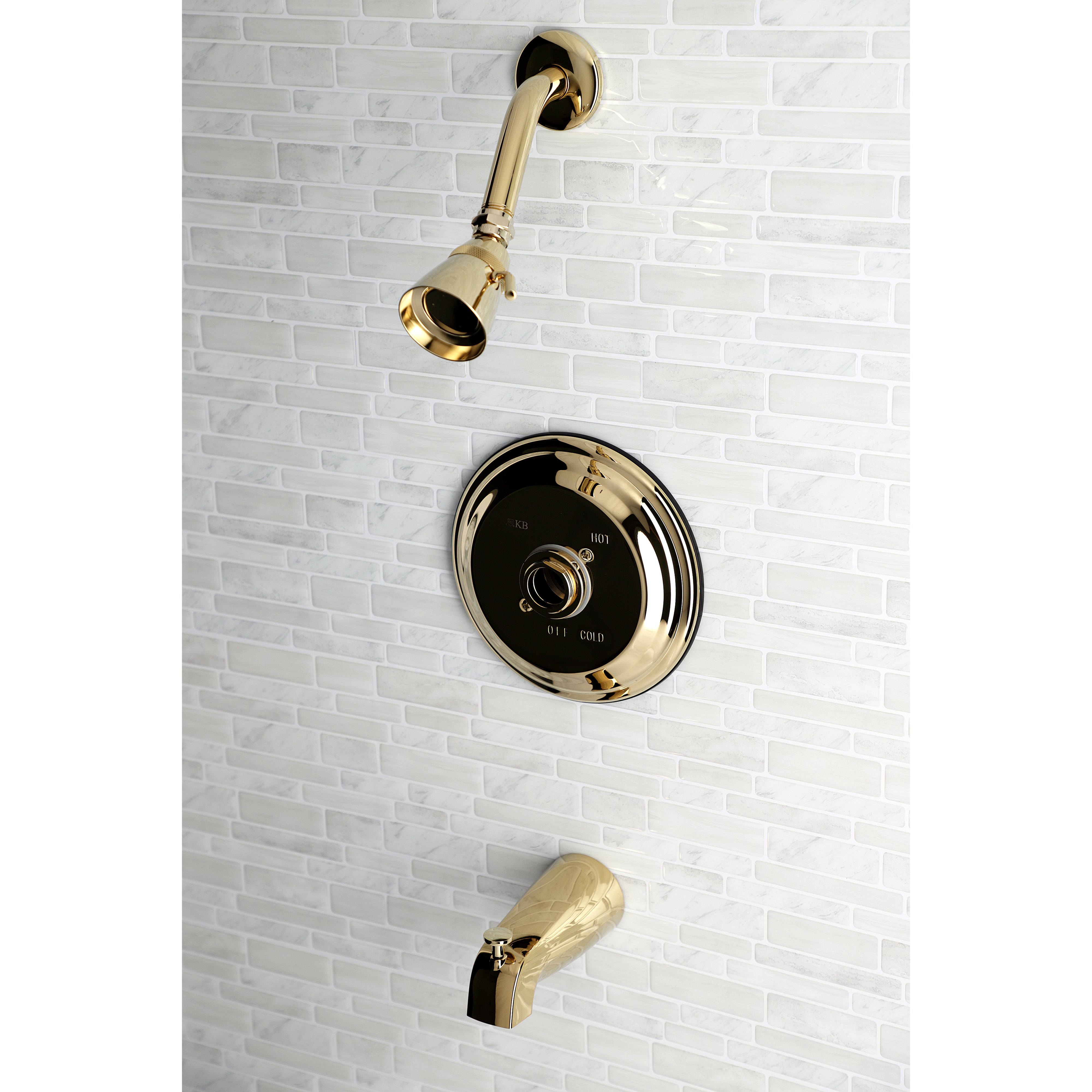 Kingston Brass KB3632TLH Pressure Balanced Tub and Shower Faucet, Trim Only without Handle, Polished Brass