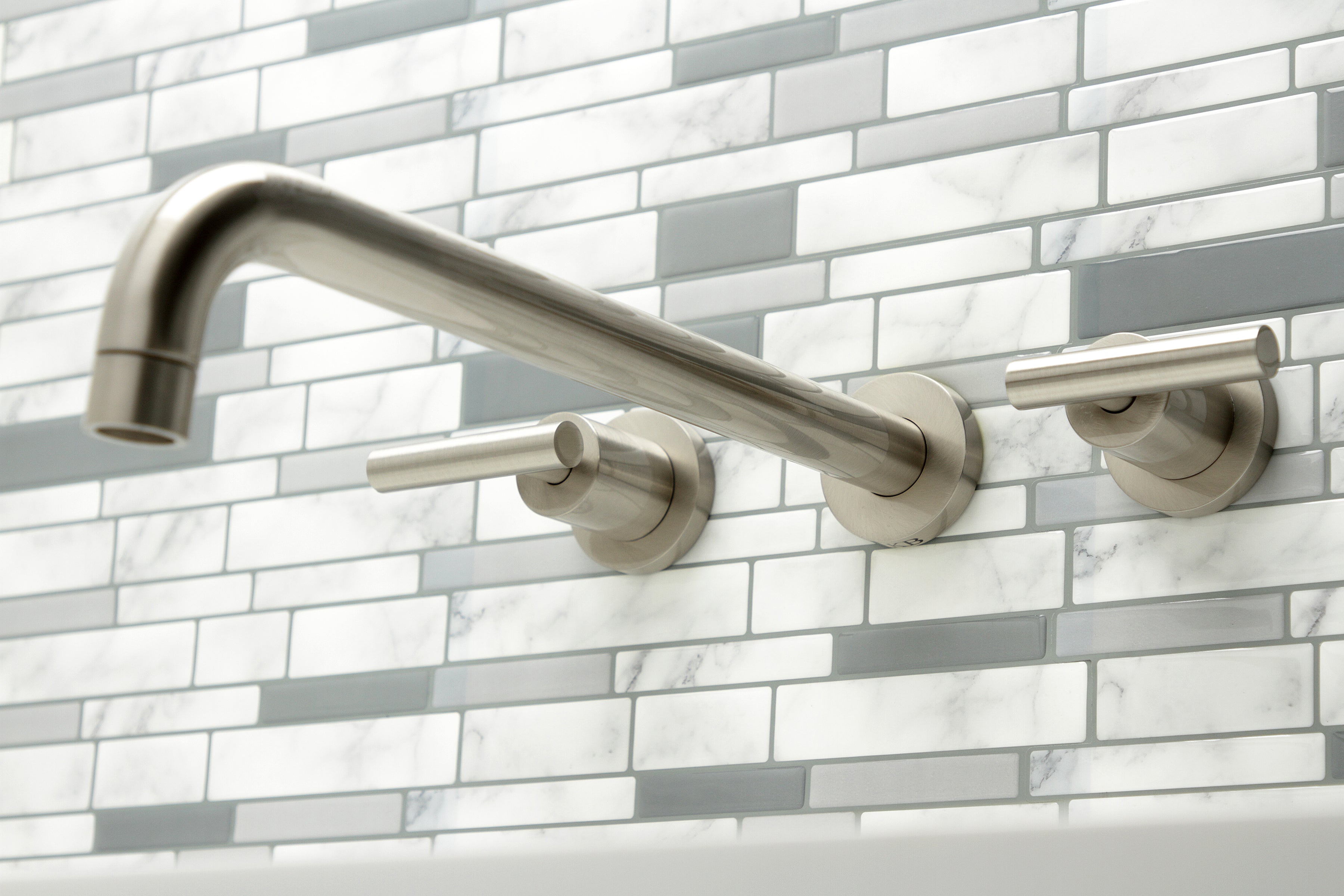 Kingston Brass KS8048CML Manhattan Two-Handle Wall Mount Roman Tub Faucet, Brushed Nickel
