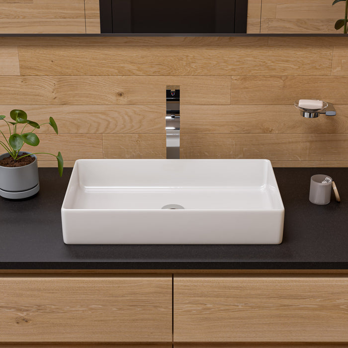 ALFI ABC902-W White 24" Modern Rectangular Above Mount Ceramic Sink