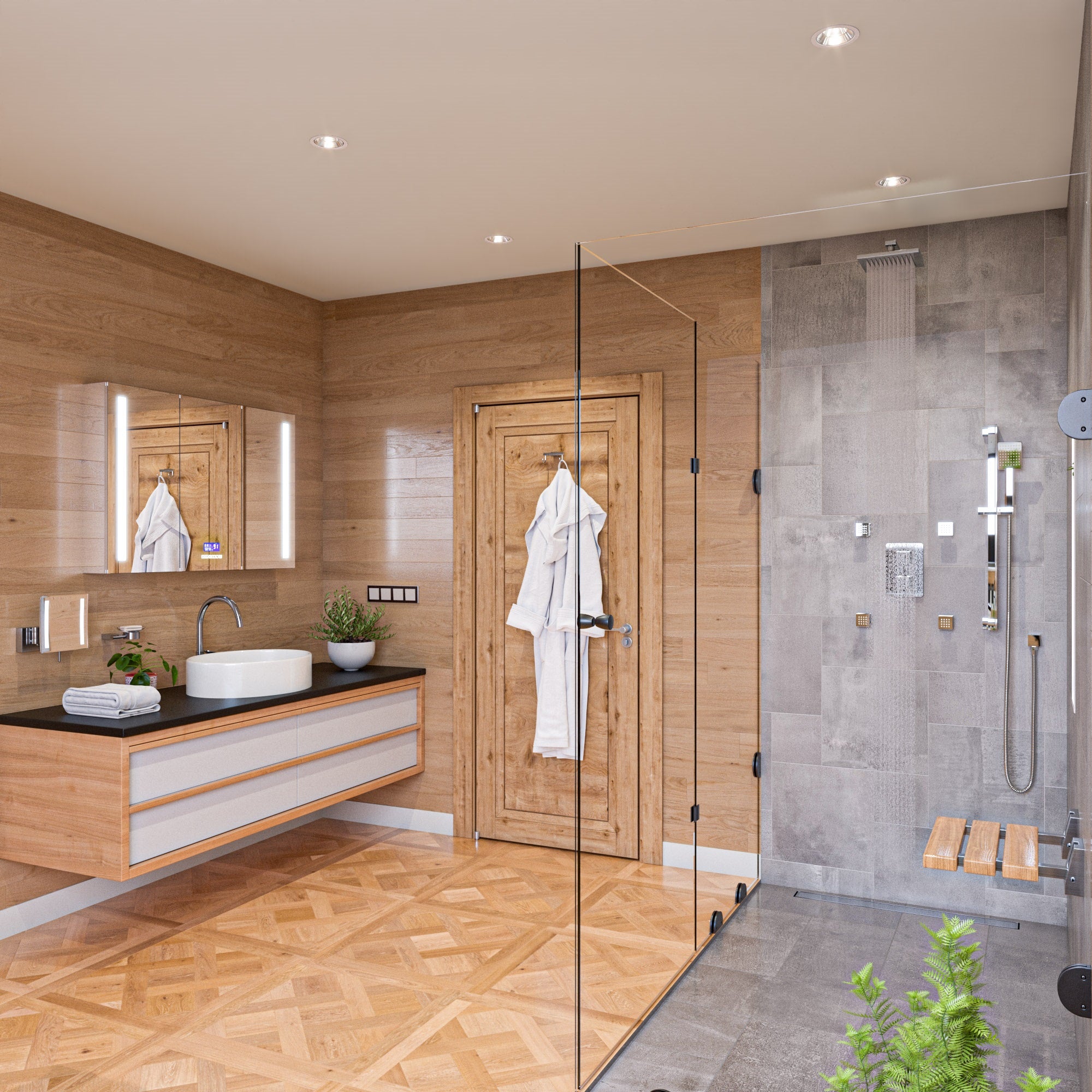 ALFI AB2287-PC Polished Chrome 3 Way Thermostatic Shower Set with Body Sprays