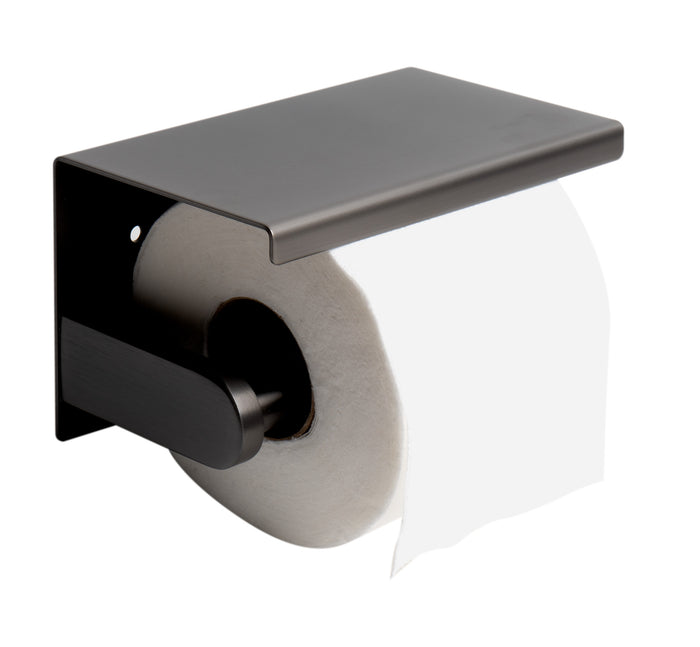 ALFI ABTPP66-BB Brushed Black PVD Stainless Steel Toilet Paper Holder with Shelf