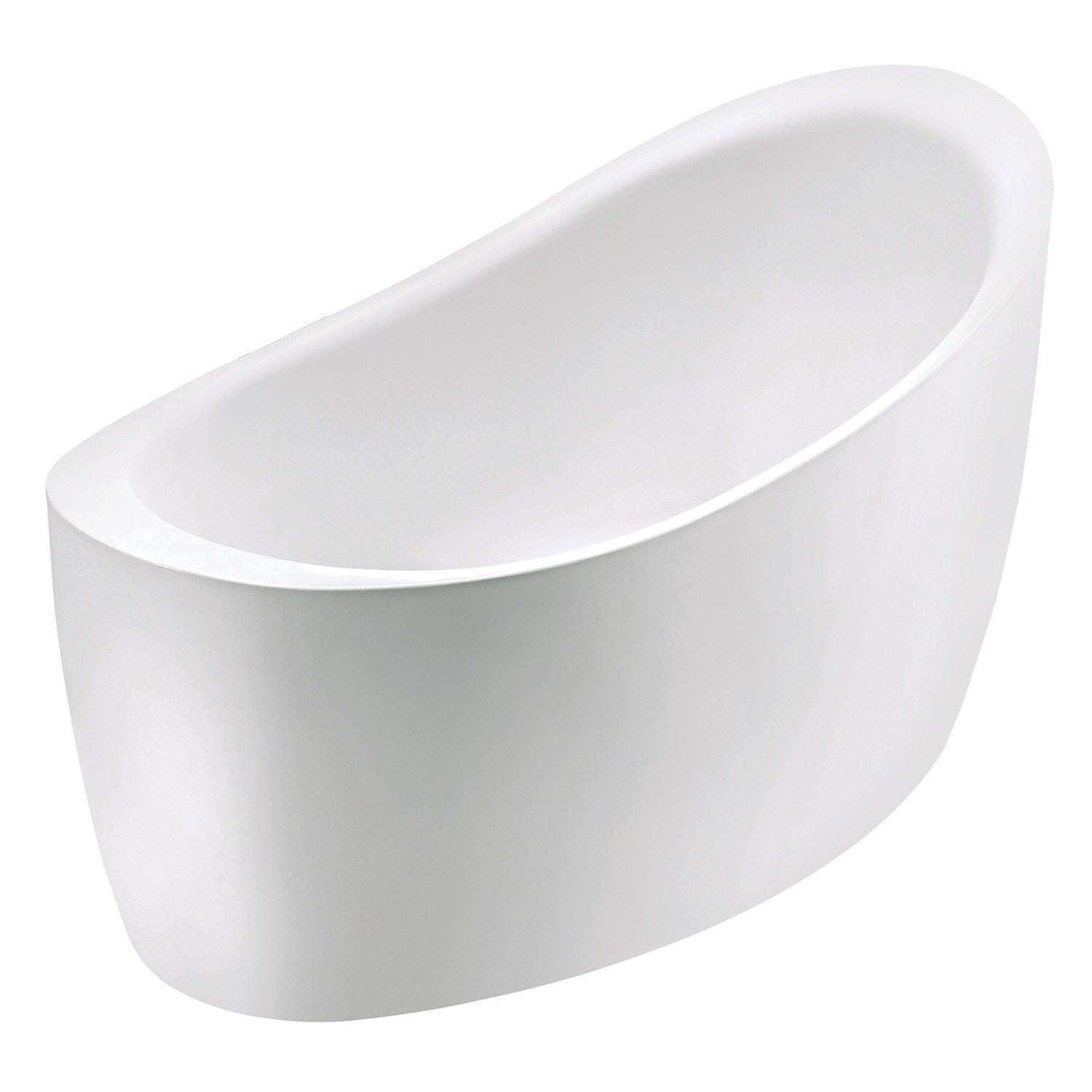 Kingston Brass VTOV512730S 52" Acrylic Oval Single Slipper Freestanding Tub with Drain and Integrated Seat, Glossy White