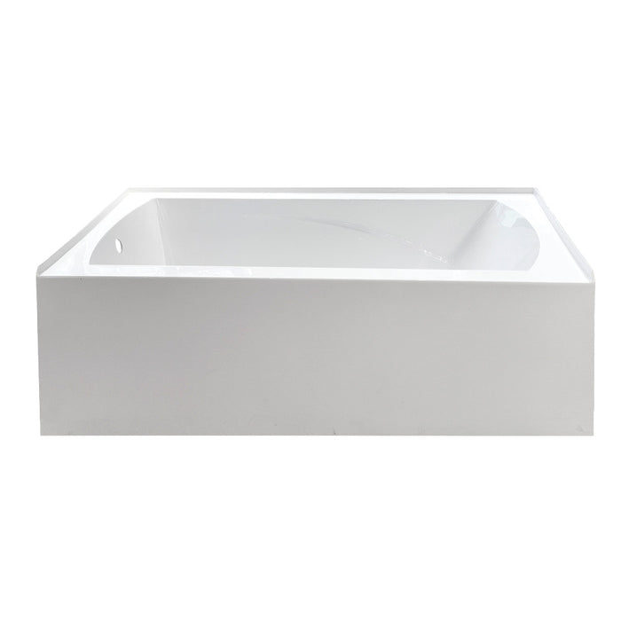 Aqua Eden VTAM6032L21 60" Acrylic Rectangular 3-Wall Alcove Tub with Armrests, Left Hand Drain, Glossy White