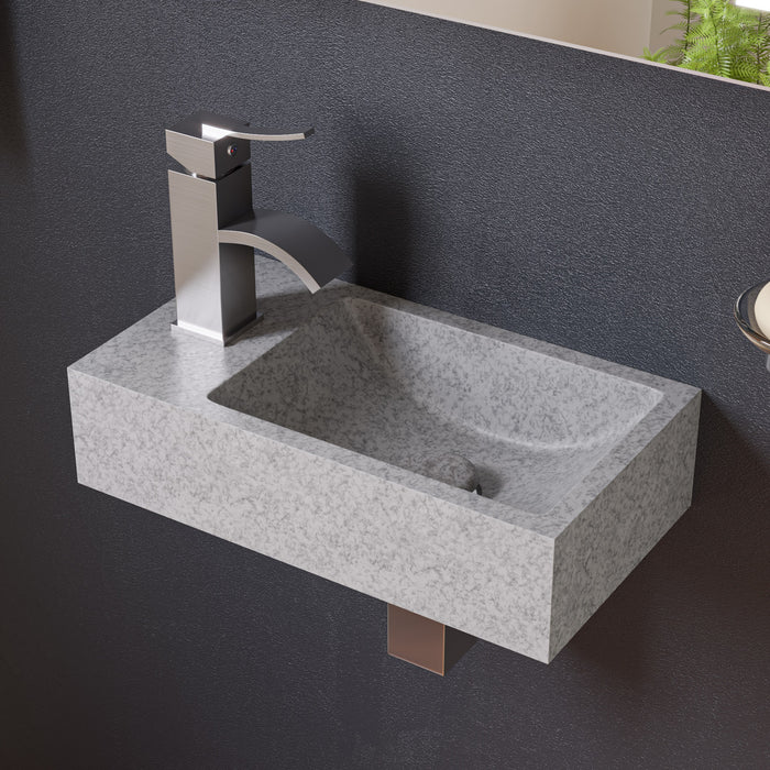 ALFI ABCO108 16" Small Rectangular Solid Concrete Gray Matte Wall Mounted Bathroom Sink