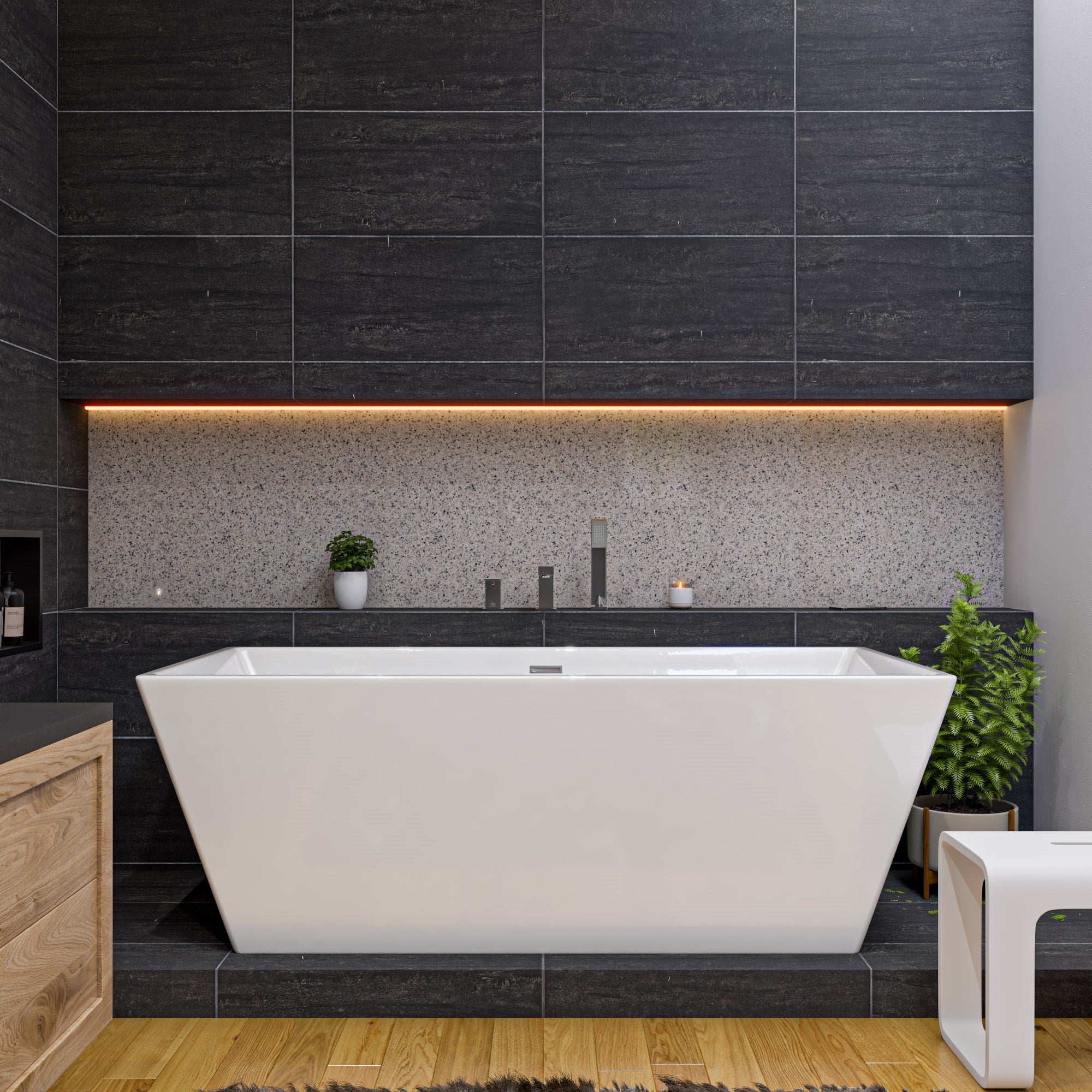 ALFI AB2322-BN Brushed Nickel Deck Mounted Tub Filler and Square Hand Held Shower Head