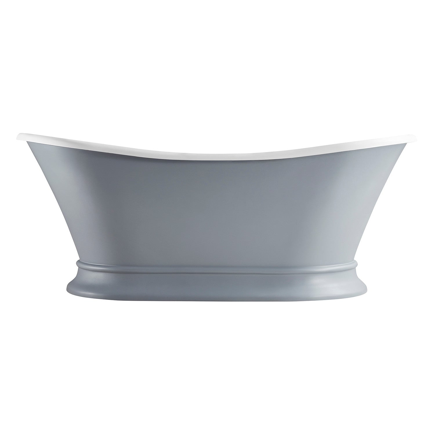 Aqua Eden VRTDS683027WG 68" Solid Surface Oval Double Slipper Pedestal Tub with Drain (No Faucet Drillings), Matte Gray/Glossy White