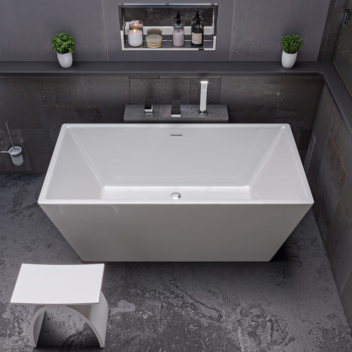 ALFI AB8833 59 inch White Rectangular Acrylic Free Standing Soaking Bathtub