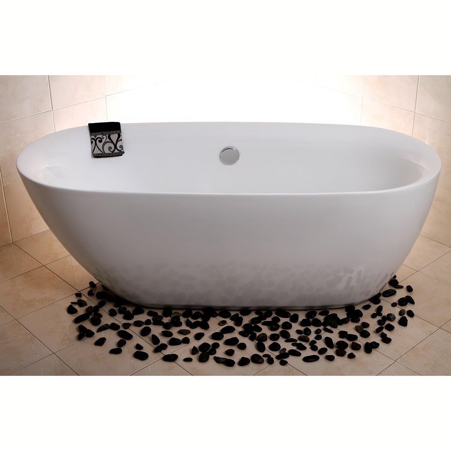 Kingston Brass VTDE713321 71" Acrylic Oval Double Ended Freestanding Tub with Drain, Glossy White