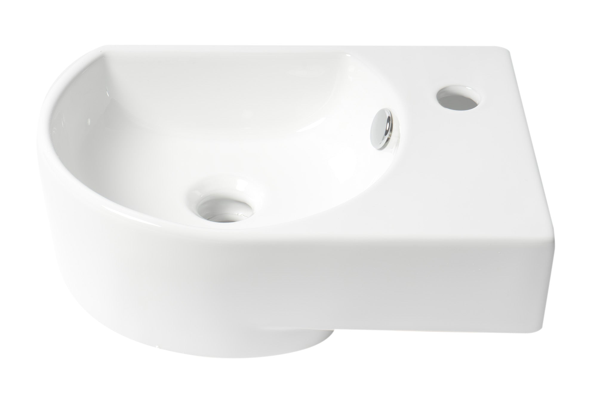 ALFI ABC119 White 16" Small Wall Mounted Ceramic Sink with Faucet Hole