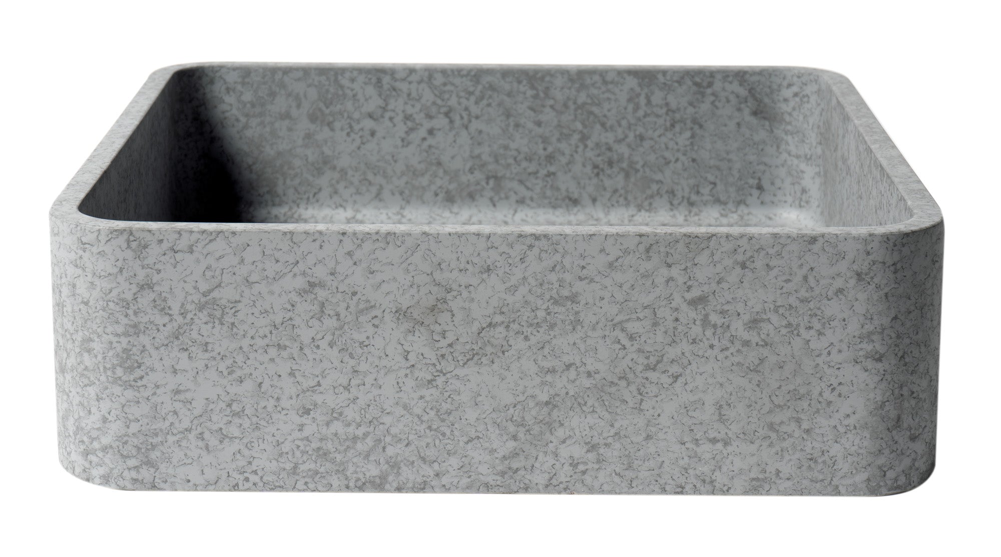 16" Solid Concrete Chiseled Style Square Above Mount Vessel Sink