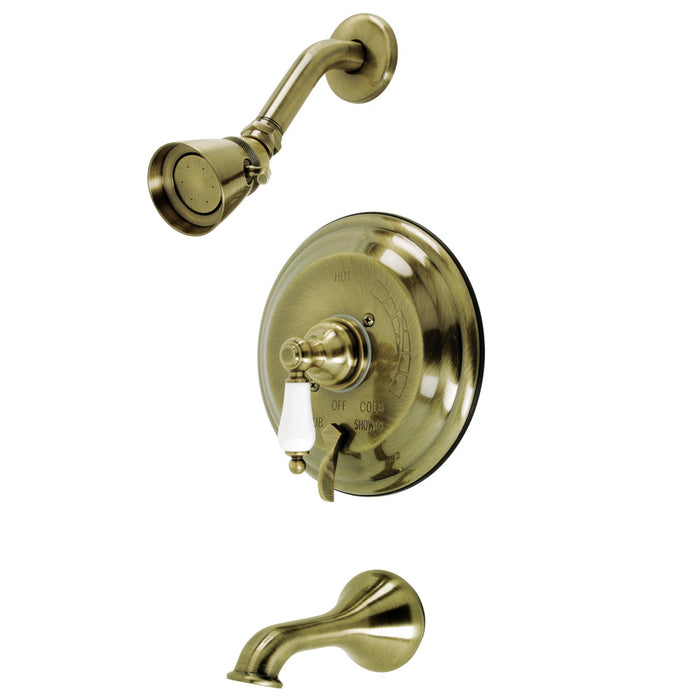 Kingston Brass KB36330PL Restoration Single-Handle Pressure Balanced Tub and Shower Faucet, Antique Brass