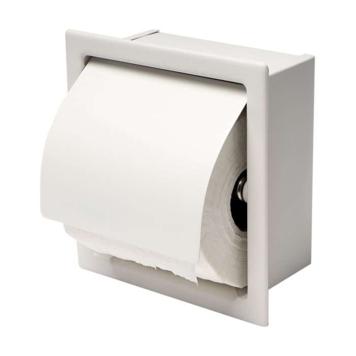 ALFI ABTPC77-W White Matte Stainless Steel Recessed Toilet Paper Holder with Cover
