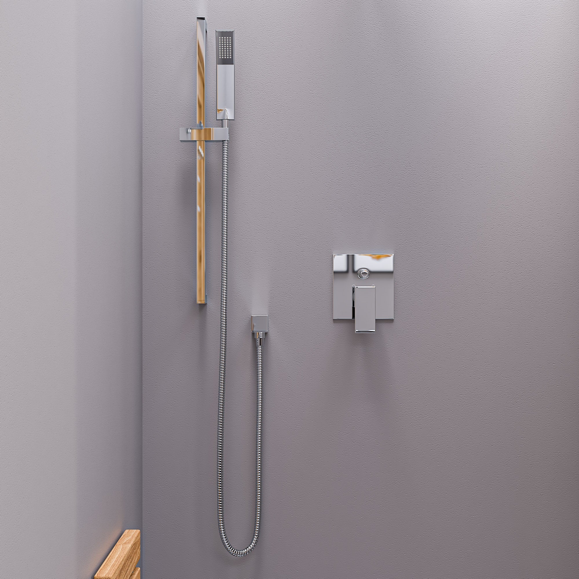 ALFI AB6801-PC Polished Chrome Modern Square Pressure Balanced Shower Mixer with Diverter