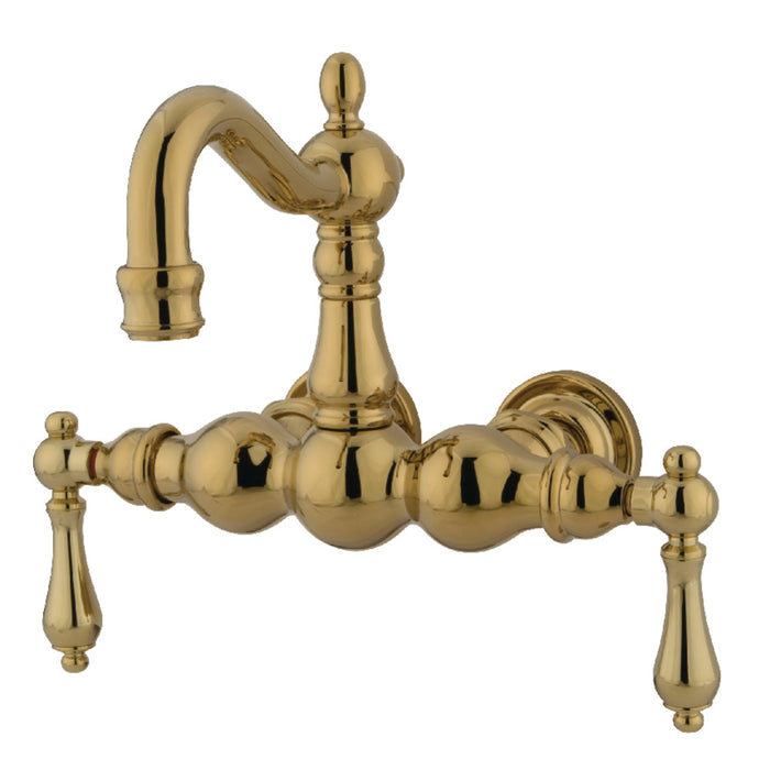 Kingston Brass CC1001T2 Vintage 3-3/8-Inch Wall Mount Tub Faucet, Polished Brass