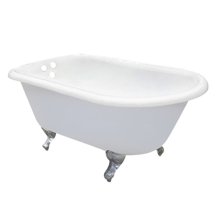 Aqua Eden VCT3D603019NT1 60" Cast Iron Oval Rectangular Roll Top Clawfoot Tub (3-3/8" Wall Drillings), White/Polished Chrome