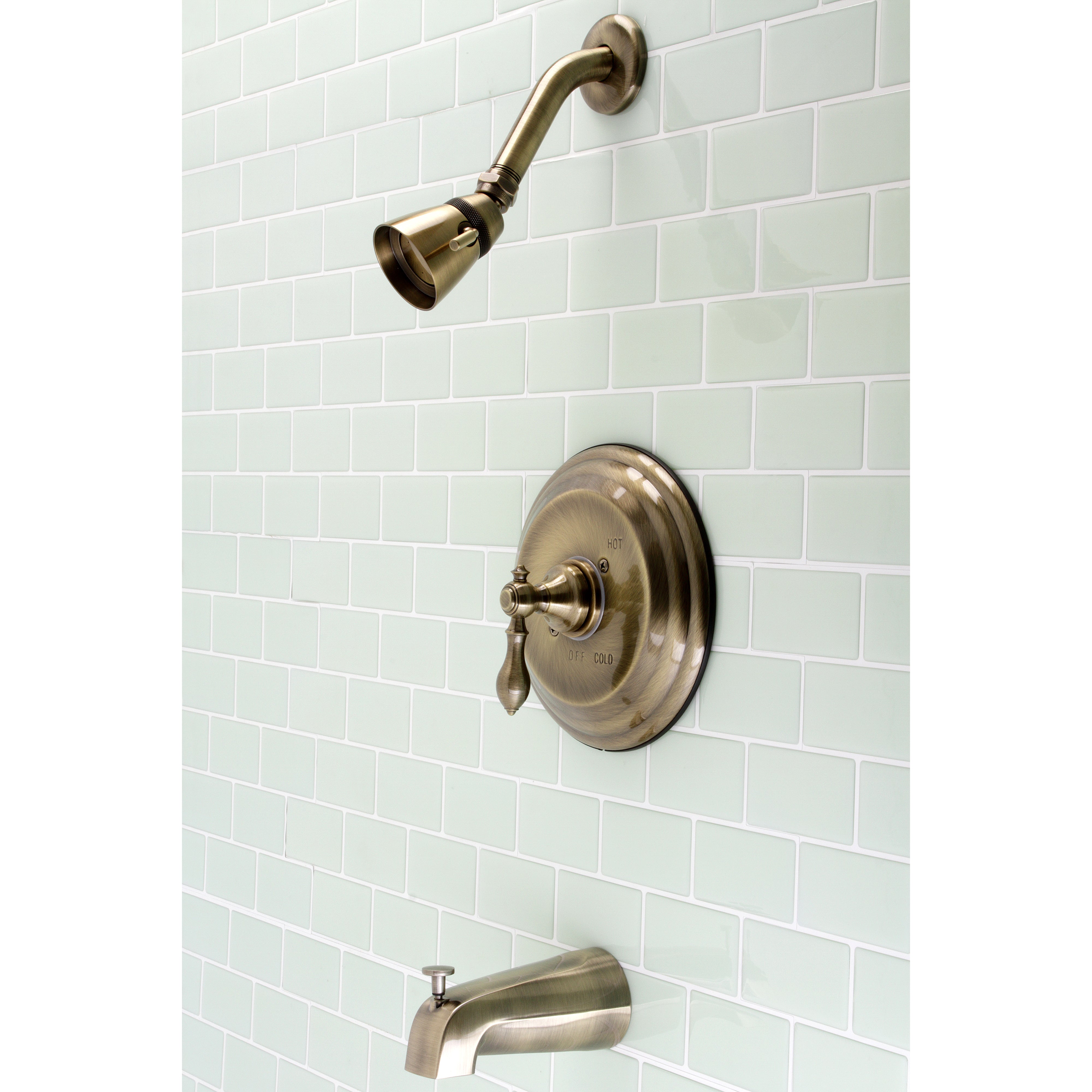 Kingston Brass KB3633ACL American Classic Single-Handle Pressure Balanced Tub and Shower Faucet, Antique Brass