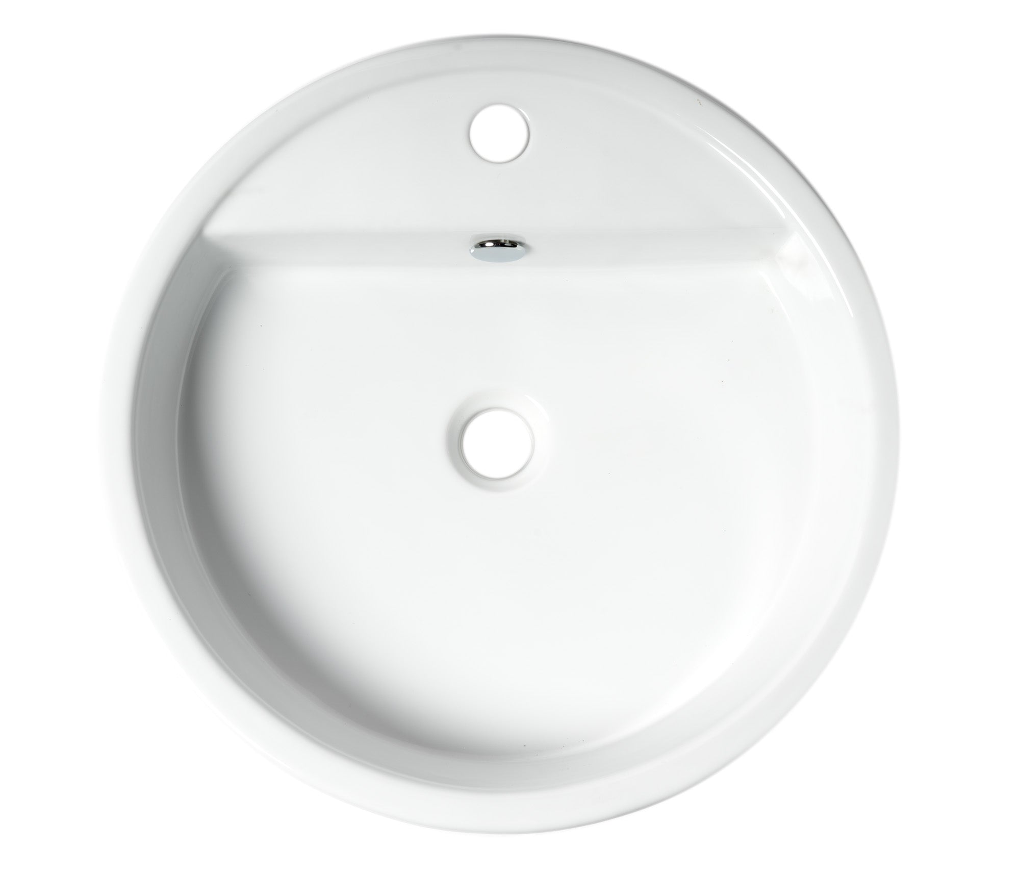 ALFI ABC702 White 19" Round Semi Recessed Ceramic Sink with Faucet Hole