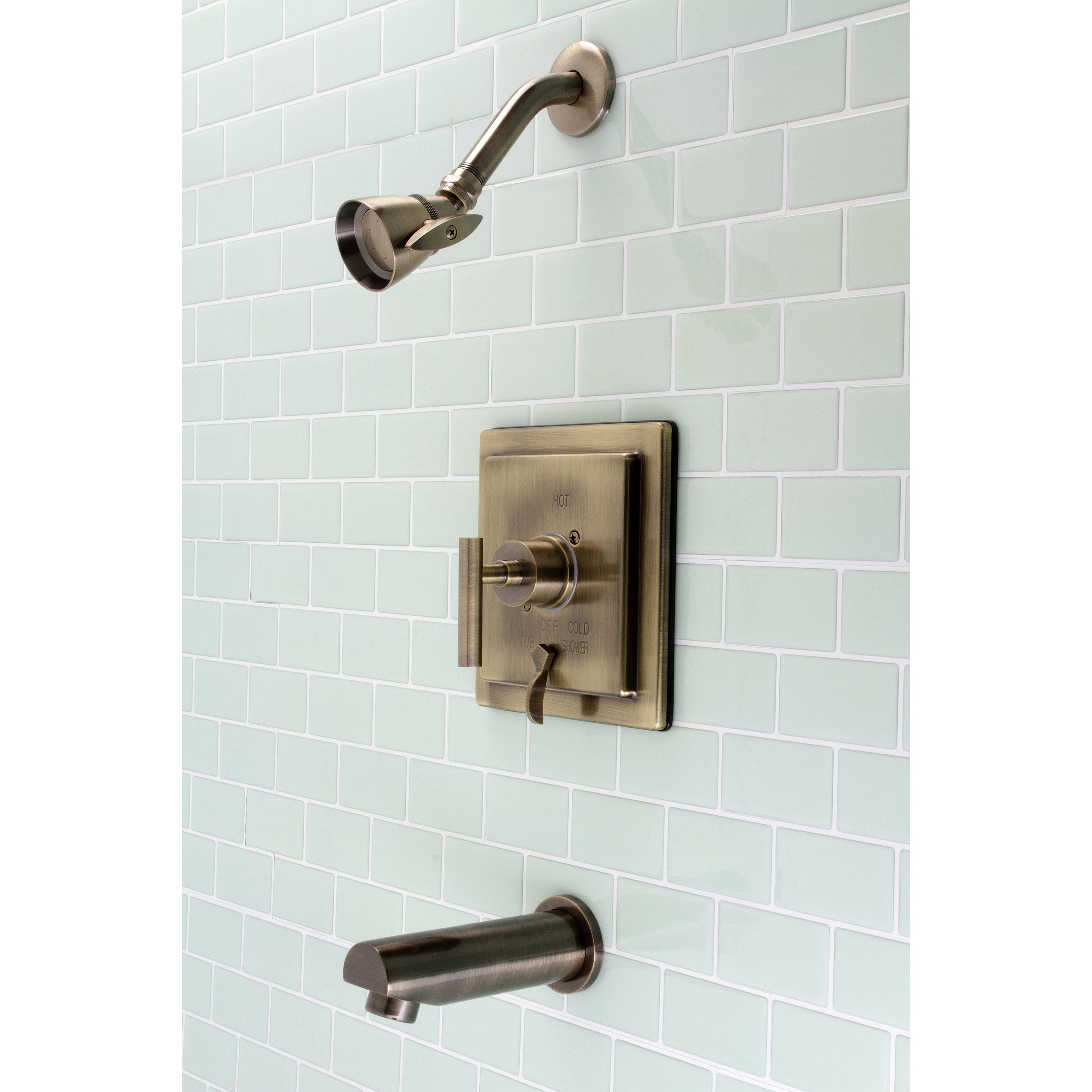 Kingston Brass KB86530CML Manhattan Single-Handle Pressure Balanced Tub and Shower Faucet, Antique Brass