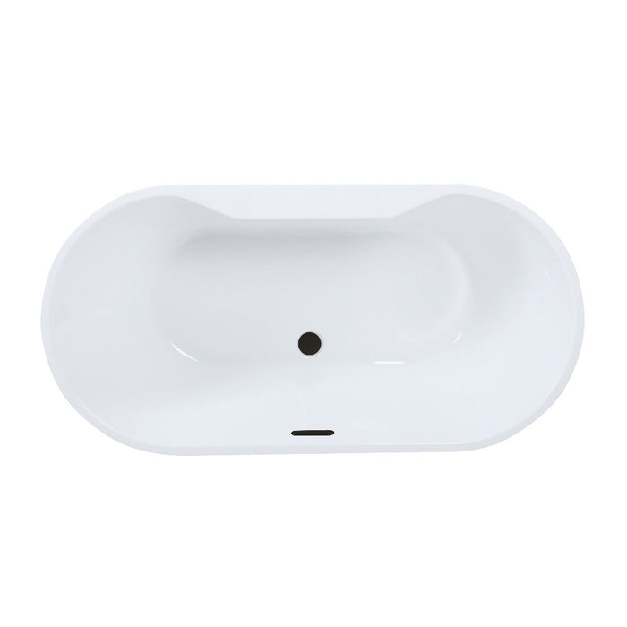Kingston Brass VTDE673223C420 67" Acrylic Oval Double Ended Freestanding Tub with Drain, Glossy White/Matte Black