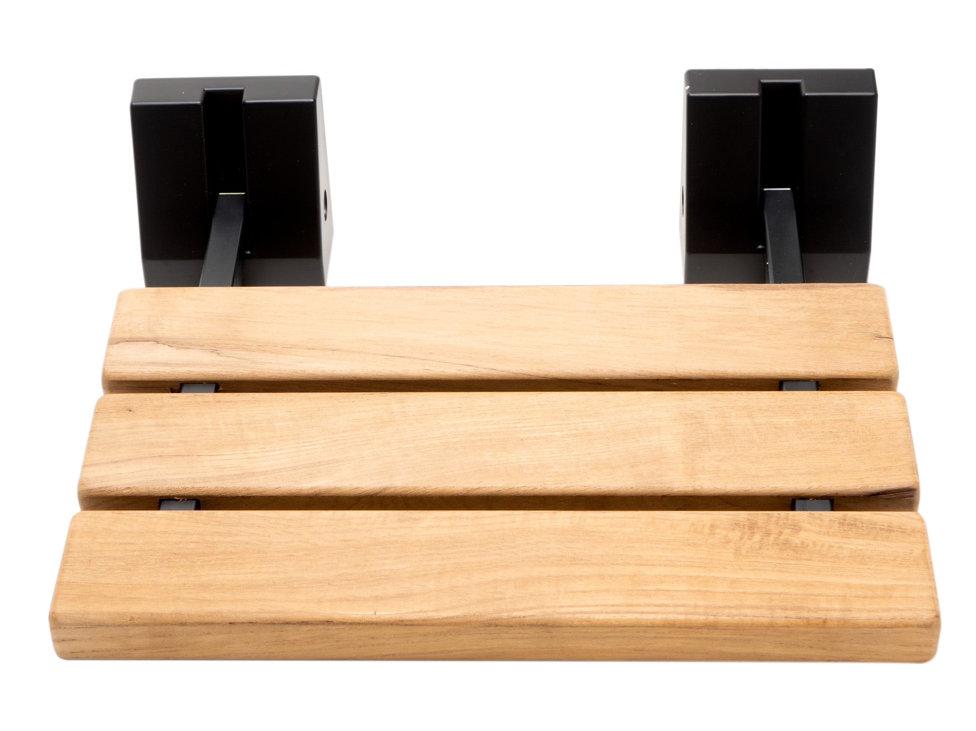 ALFI ABS16S-BM Black Matte 16" Wide Foldable Teak Shower Seat with Square Hardware