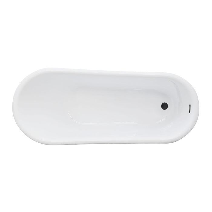 Kingston Brass VTSS672929C310 67" Acrylic Oval Single Slipper Pedestal Tub with Drain (No Faucet Drillings), Glossy White/Matte Black