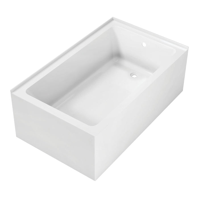 Aqua Eden VTAP6036R22TS 60" Acrylic Rectangular 2-Wall Corner Alcove Tub, Right Hand Drain, Glossy White