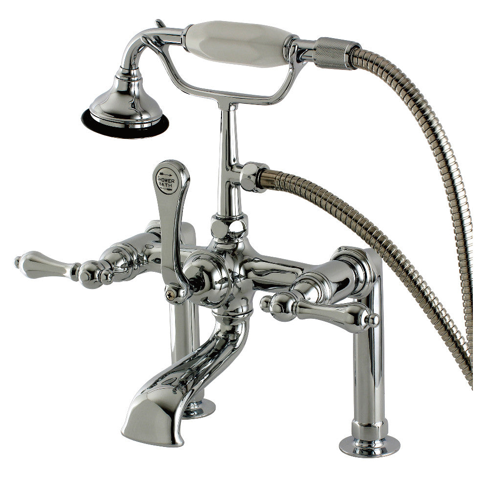 Kingston Brass AE104T1 Aqua Vintage 7" Center Deck-Mount Clawfoot Tub Faucet with Hand Shower, Polished Chrome