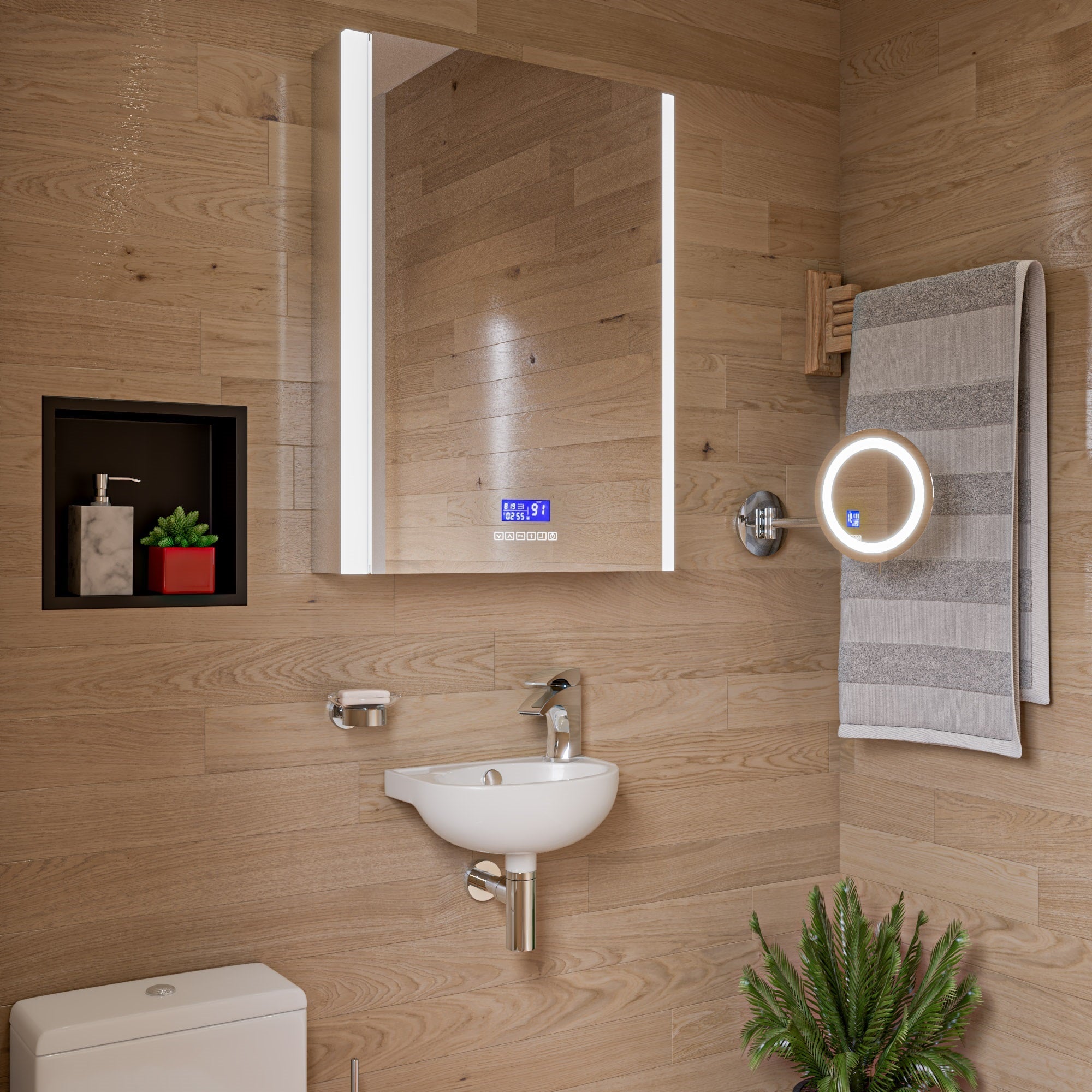 ALFI ABNC1212-BLA 12" x 12" Black Matte Stainless Steel Square Single Shelf Bath Shower Niche