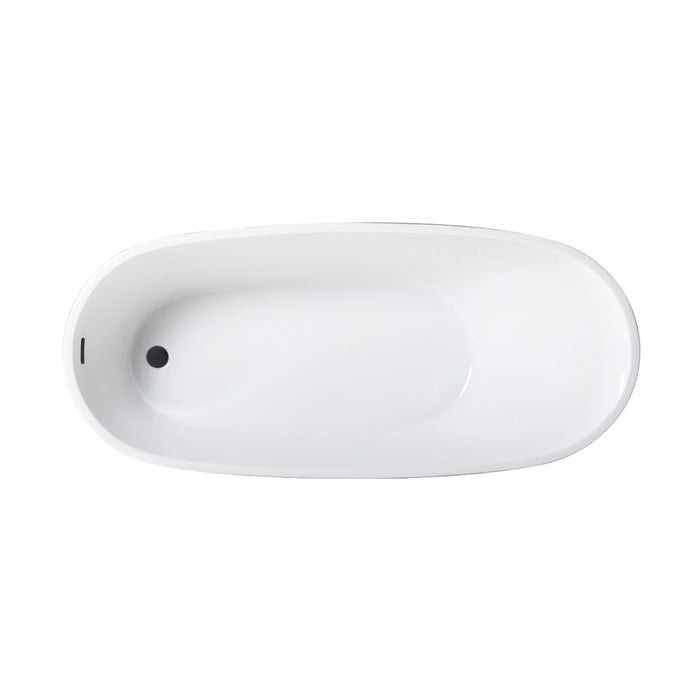 Kingston Brass VTRS723228C310 72" Acrylic Oval Single Slipper Freestanding Tub with Drain, Glossy White/Matte Black