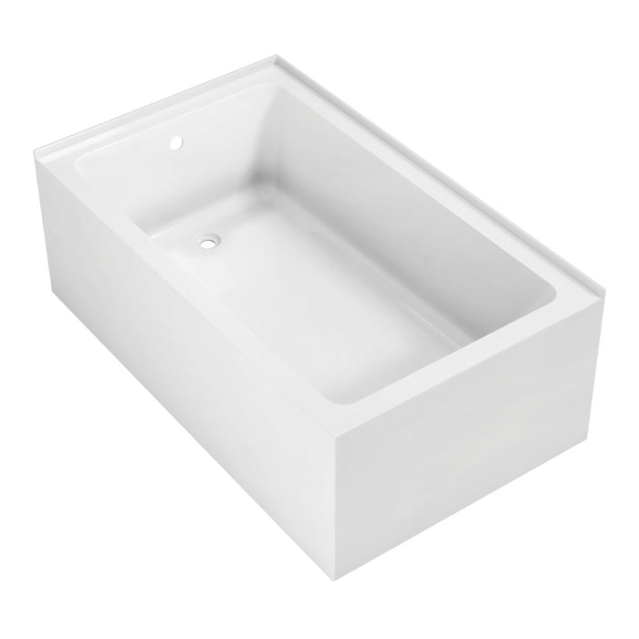 Aqua Eden VTAP6036L22TS 60" Acrylic Rectangular 2-Wall Corner Alcove Tub, Left Hand Drain, Glossy White