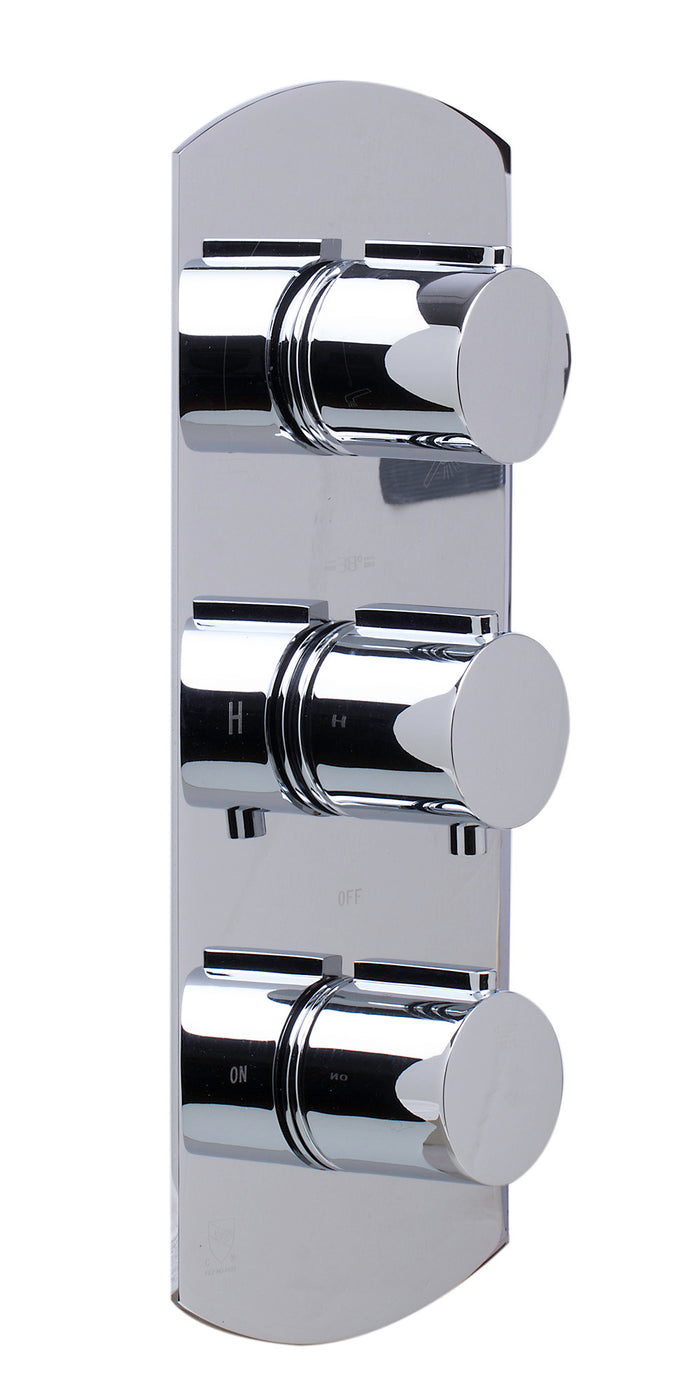ALFI AB4001-PC Polished Chrome Concealed 3-Way Thermostatic Valve Shower Mixer Round Knobs