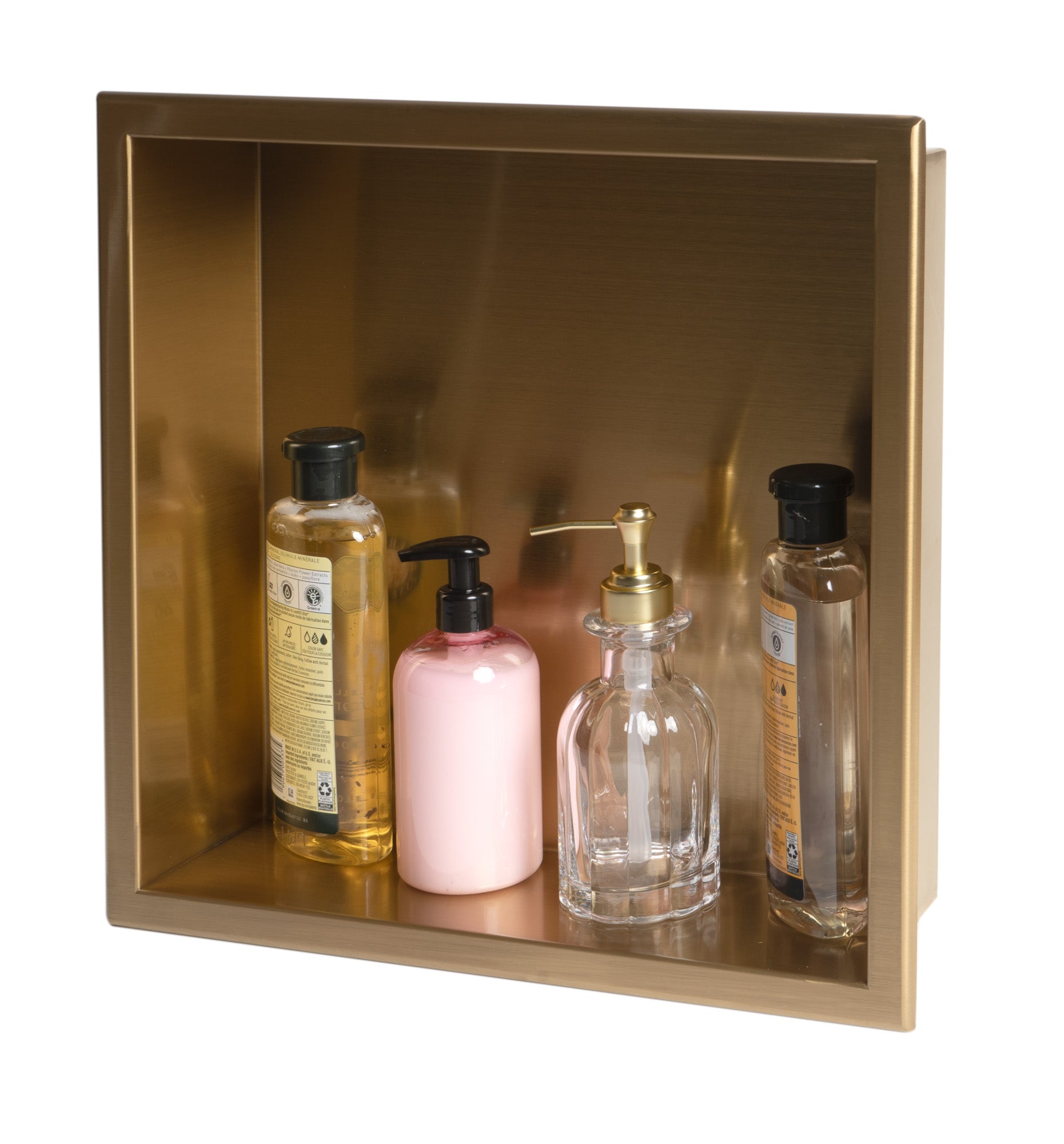 ALFI ABNP1616-BG 16" x 16" Brushed Gold PVD Steel Square Single Shelf Shower Niche