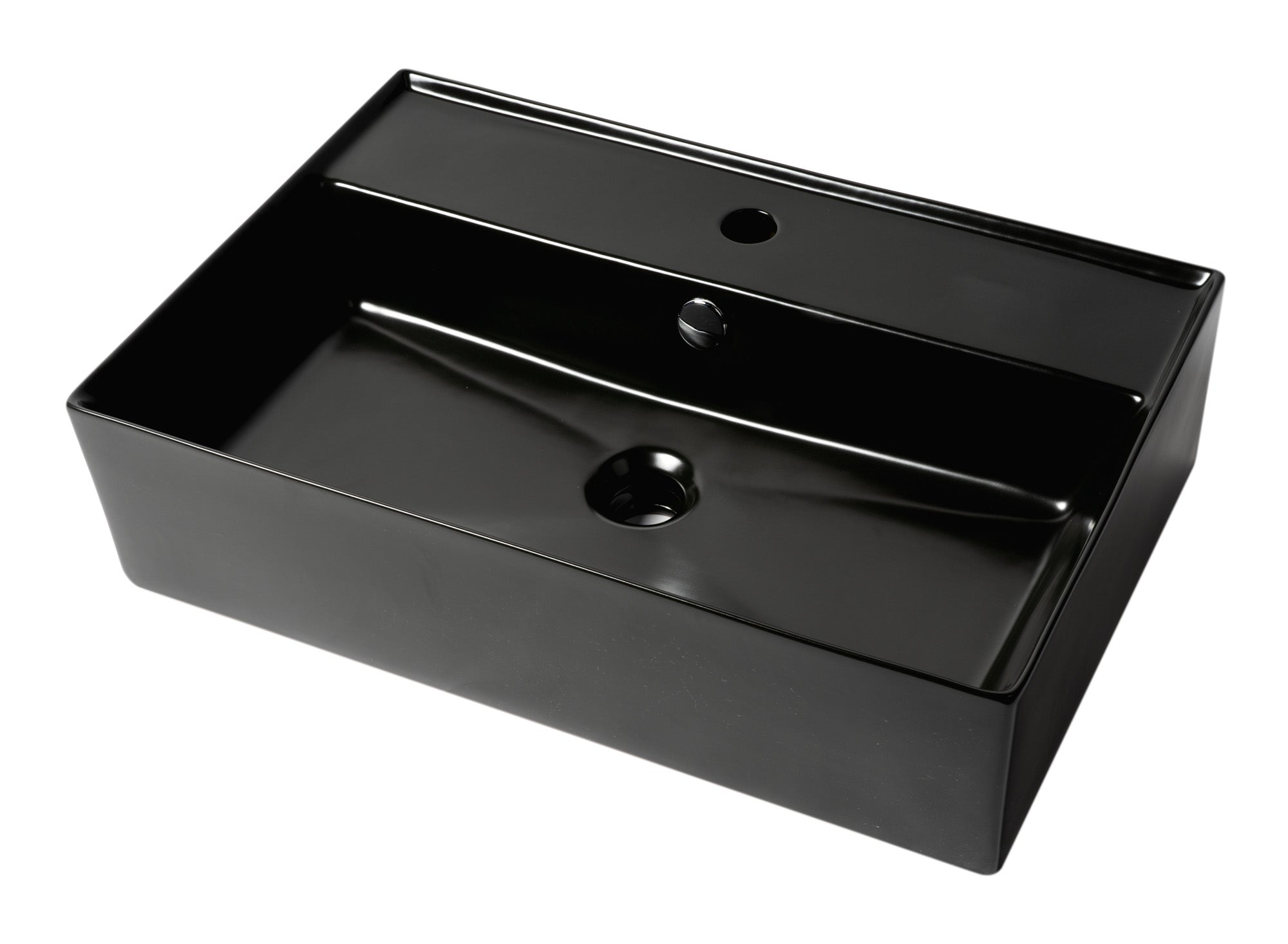 ALFI ABC901-BM Black Matte 24" Modern Rectangular Above Mount Ceramic Sink with Faucet Hole