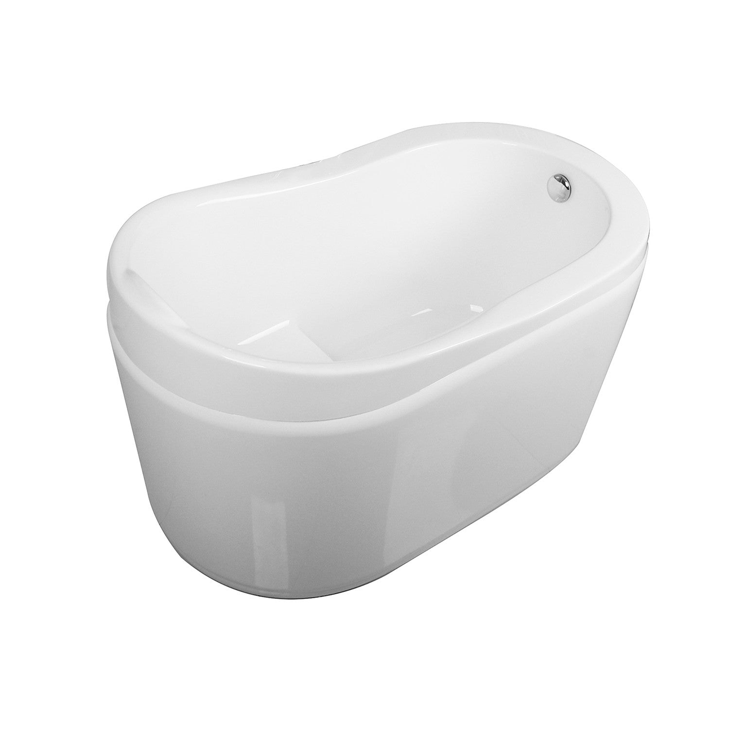 Kingston Brass VTRS523030 52" Acrylic Oval Single Slipper Freestanding Tub with Drain and Integrated Seat, Glossy White