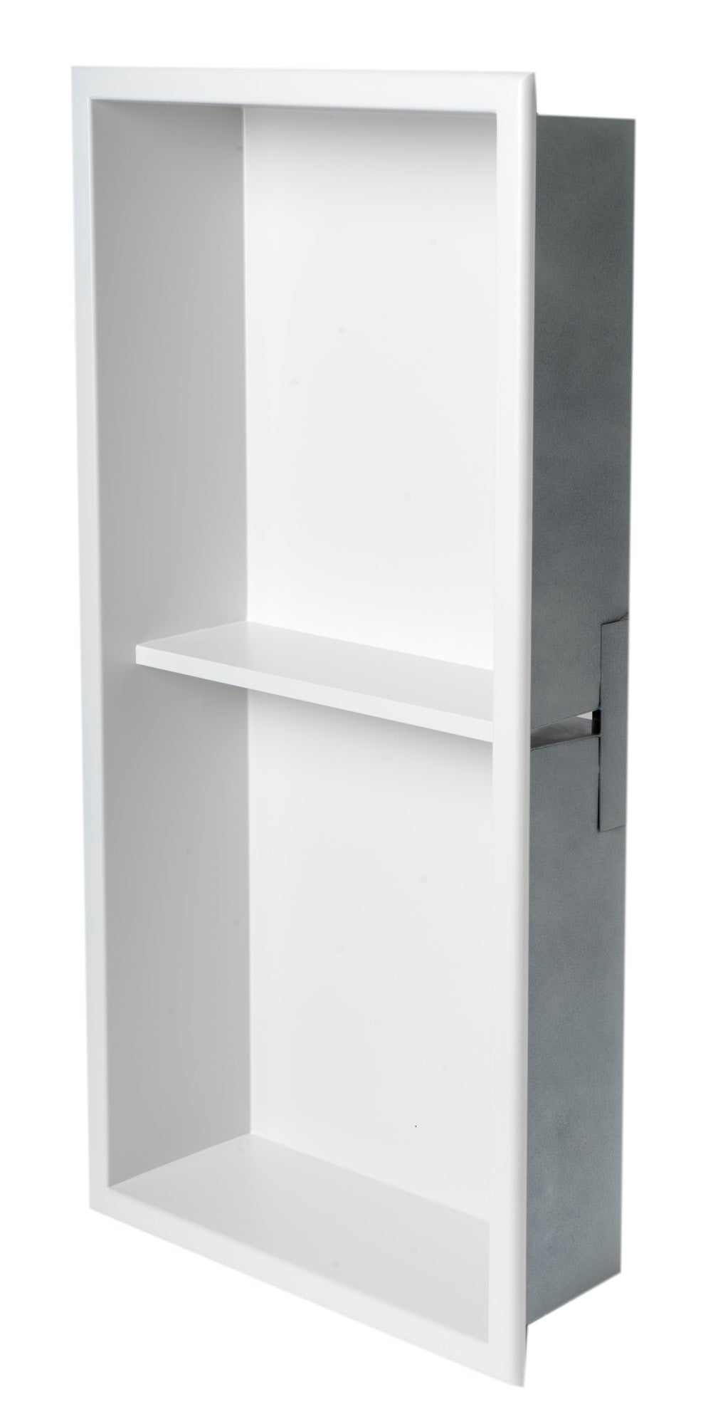 ALFI ABNC1224-W 12 x 24 White Matte Stainless Steel Vertical Double Shelf Bath Shower Niche