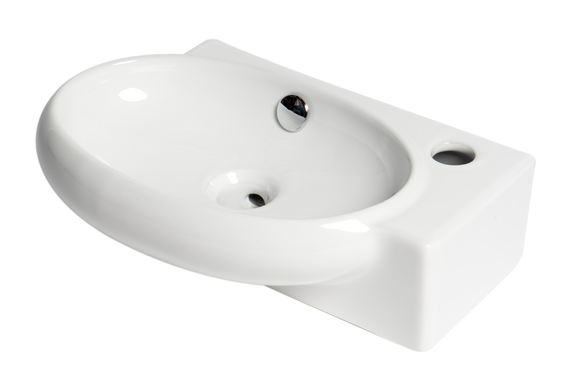ALFI ABC117 White 17" Small Wall Mounted Ceramic Sink with Faucet Hole