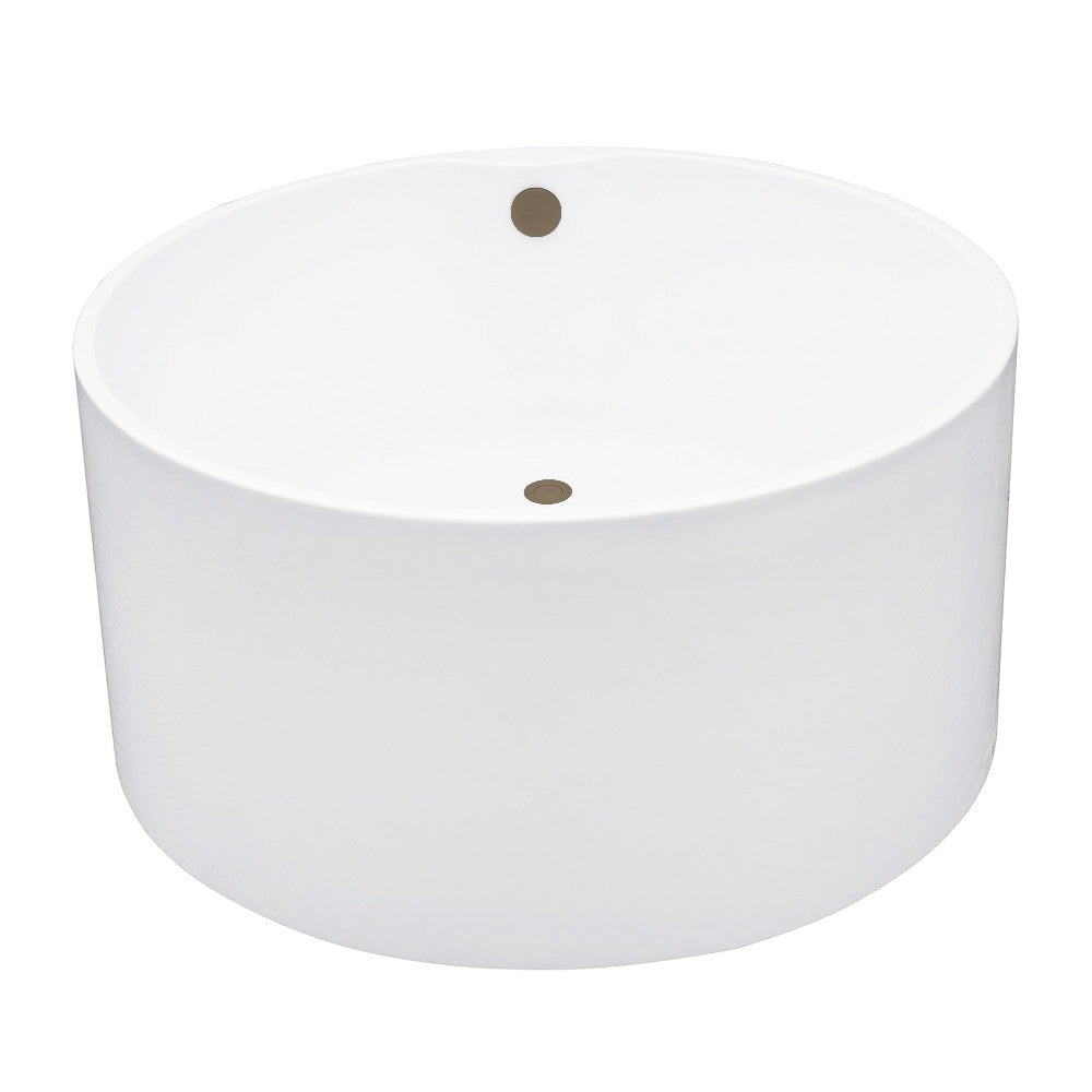 Kingston Brass VTRO454523M3 45" Acrylic Round Double Ended Freestanding Tub with Overflow/Drain Assembly, Glossy White/Antique Brass