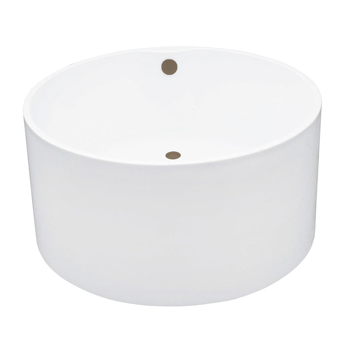 Kingston Brass VTRO454523M3 45" Acrylic Round Double Ended Freestanding Tub with Overflow/Drain Assembly, Glossy White/Antique Brass