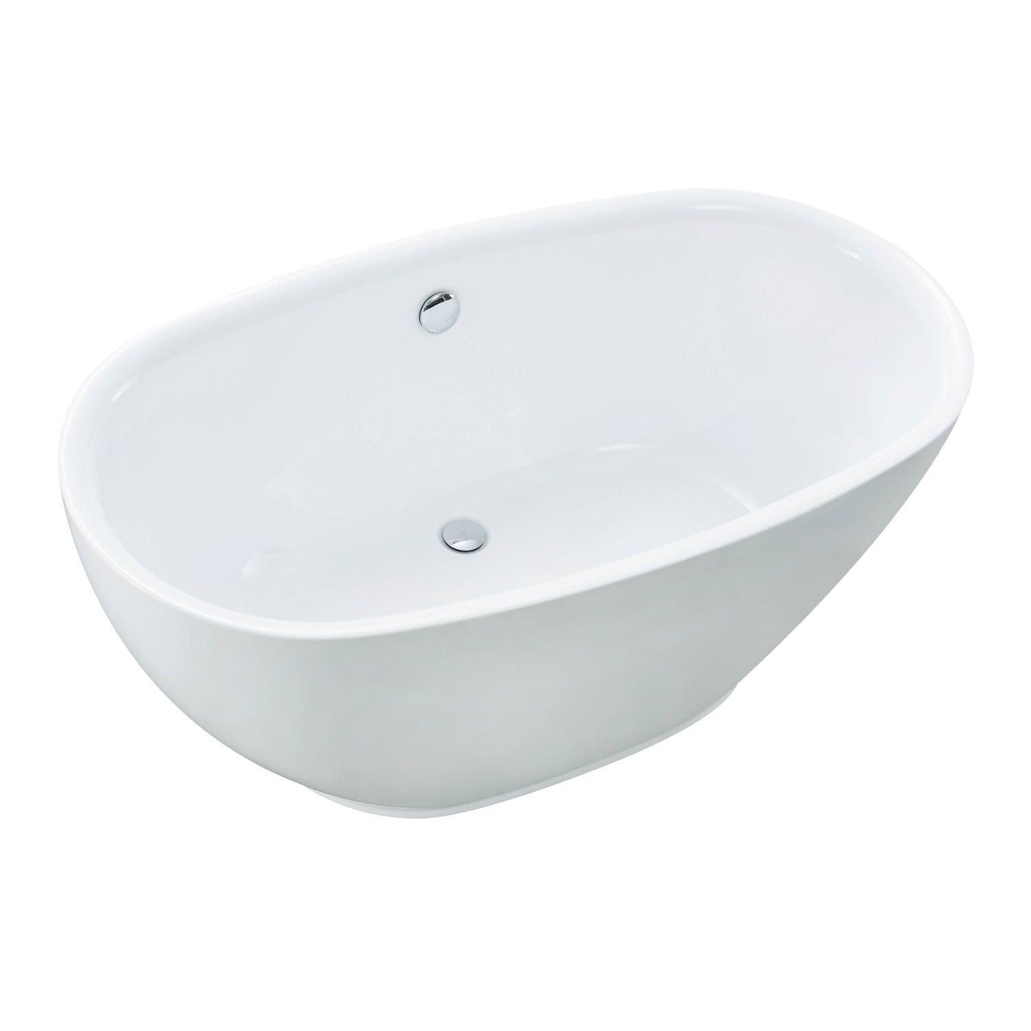 Kingston Brass VTOV553023U 55" Acrylic Oval Double Ended Freestanding Tub with Drain, Glossy White