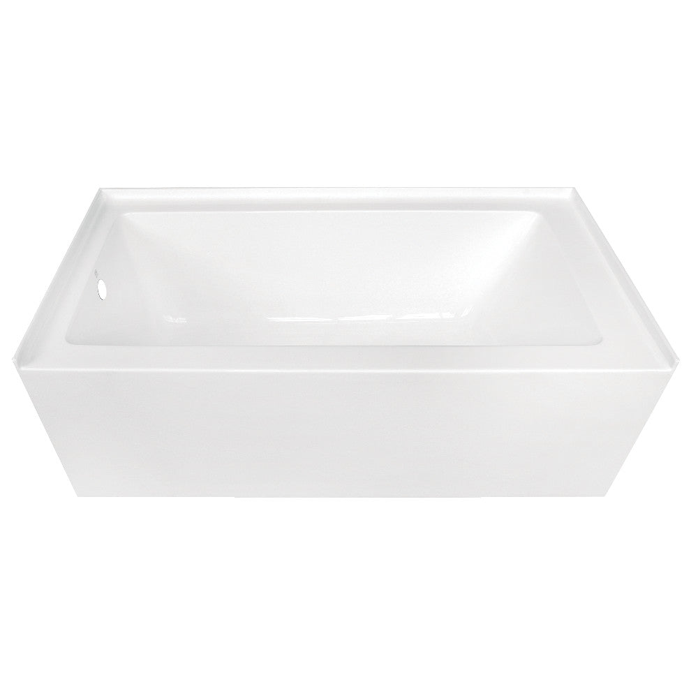 Aqua Eden VTDE603122L 60" Acrylic Rectangular 3-Wall Alcove Tub, Left Hand Drain, Glossy White