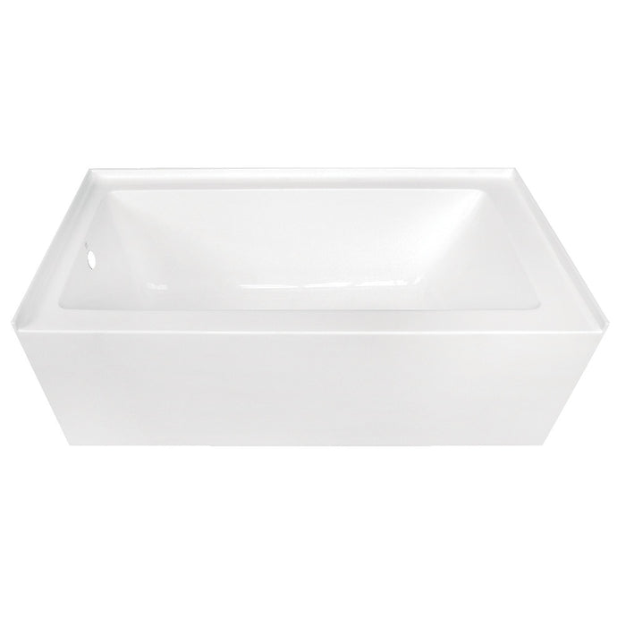 Aqua Eden VTDE603122L 60" Acrylic Rectangular 3-Wall Alcove Tub, Left Hand Drain, Glossy White