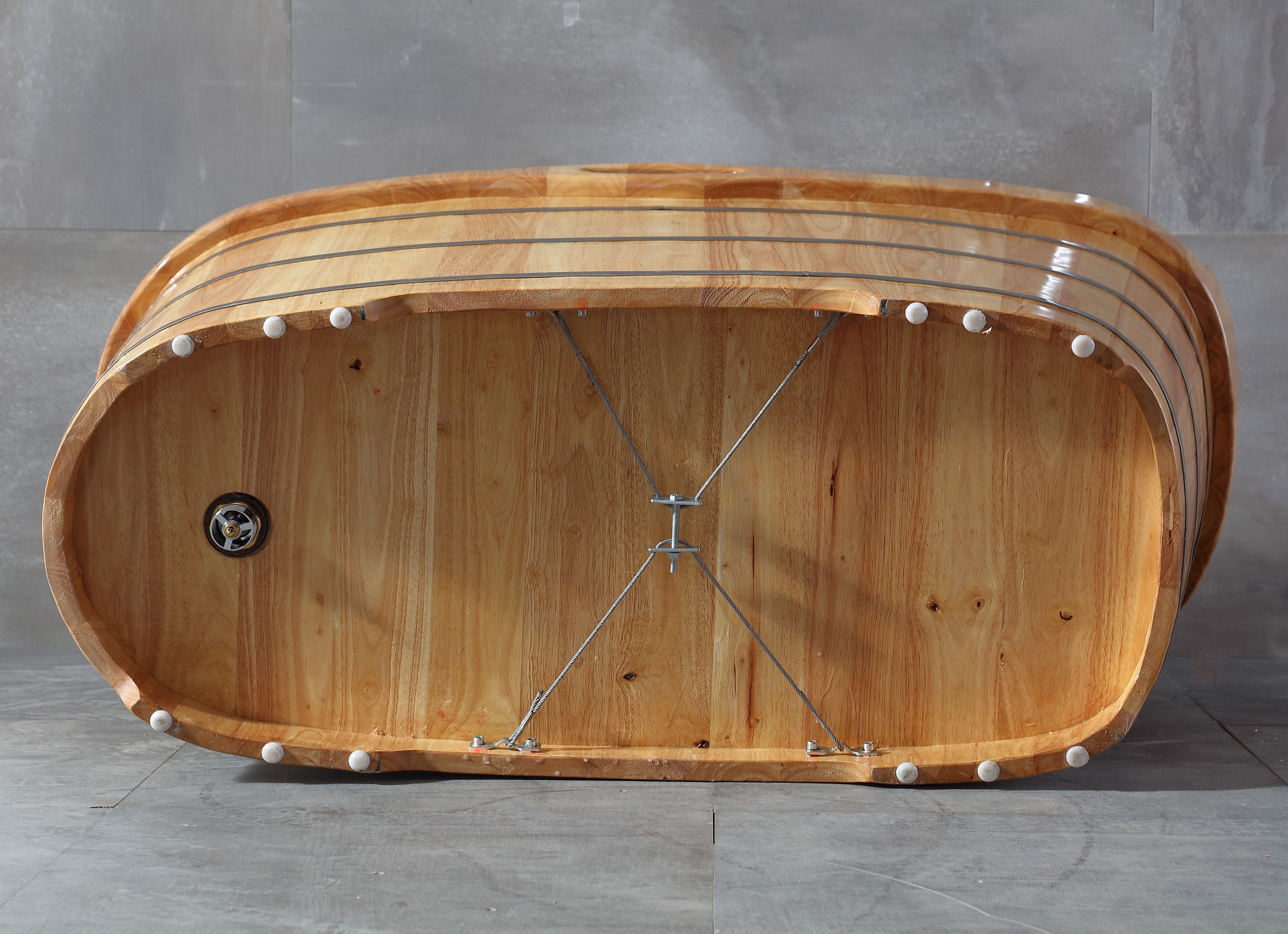 ALFI AB1187 57" Free Standing Rubber Wooden Soaking Bathtub with Headrest
